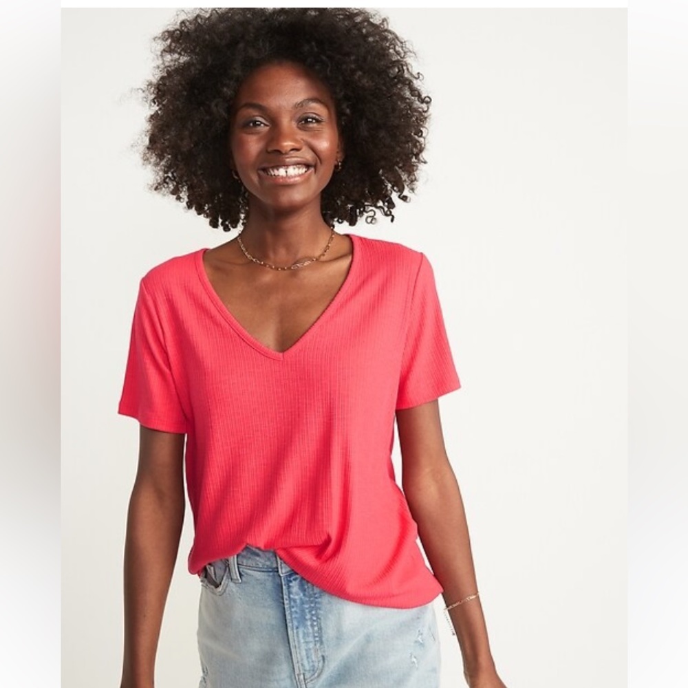 Old Navy, Pink, Fuscia, XXL Tall, T-shirt, V-neck *NWT